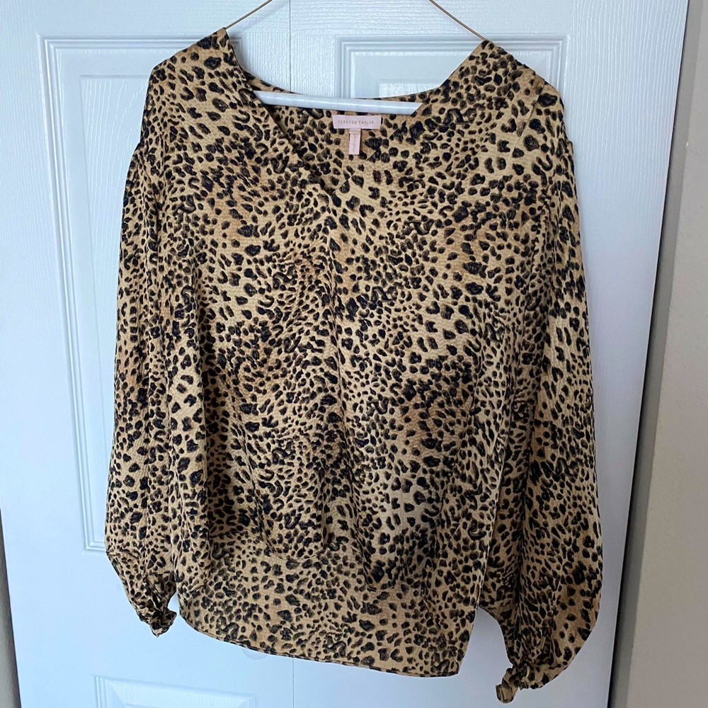 Rebecca Taylor 100% silk blouse animal print